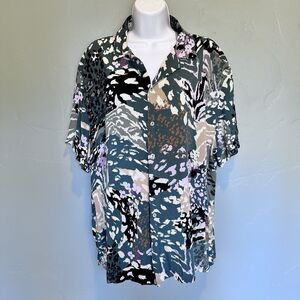No Boundaries Y2k Button Up Shirt Mens L Multicolor Abstract Print Funky Vintage